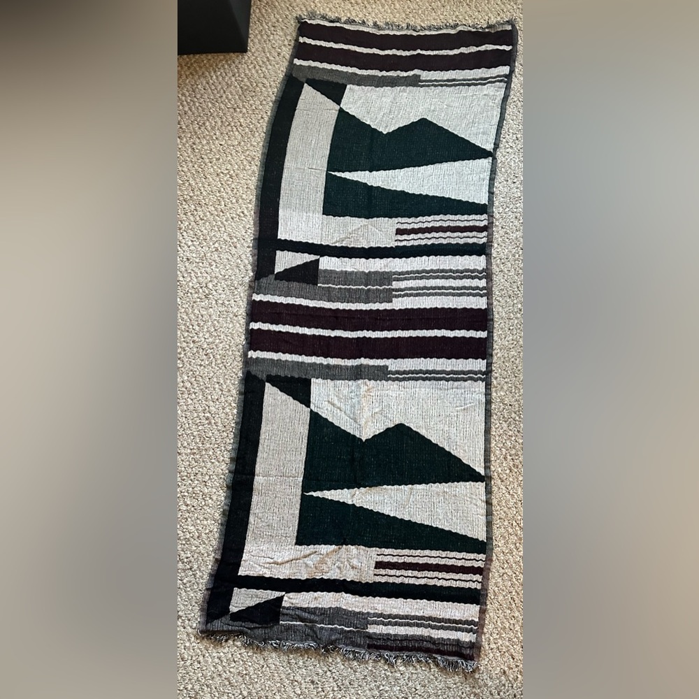 Wilfred Abstract Pattern Scarf in Black, Green, and Cream